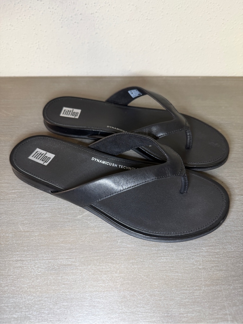 FitFlop Gracie Leather Flip Flops All Black Women’s Sz 7 Comfort Casual Sandals